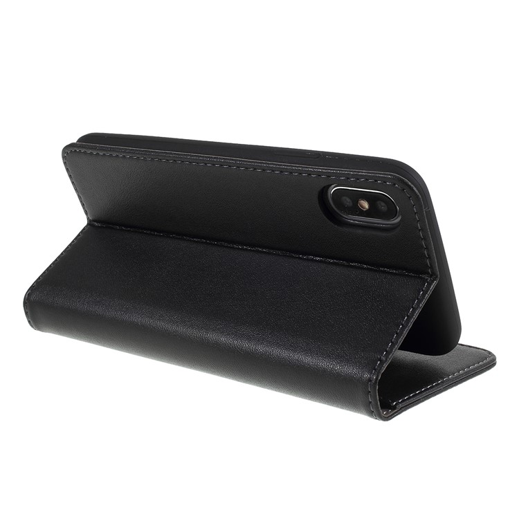 Micro Fiber Leather Wallet Stand Phone Case for iPhone XS/X 5.8 inch - Black-7