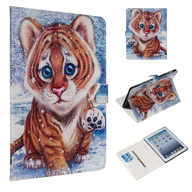 Marble Pattern Printing Wallet Leather Stand Case for iPad 2/3/4 - Tiger-1