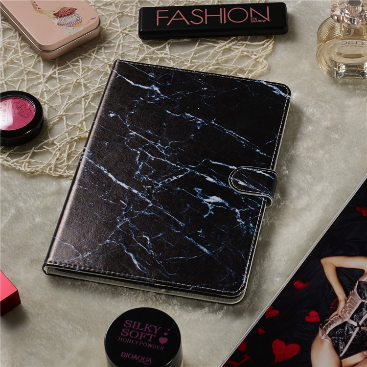 Marble Pattern Printing Wallet Leather Stand Case for iPad 2/3/4 -Black Marble-6