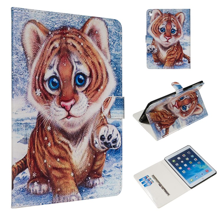 Marble Pattern Printing Wallet Leather Stand Case for iPad 9.7-inch (2018)/Air (2013)/Air 2 - Tiger-1