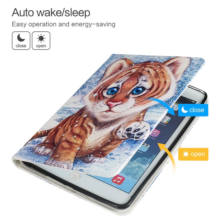 Marble Pattern Printing Wallet Leather Stand Case for iPad 9.7-inch (2018)/Air (2013)/Air 2 - Tiger-5