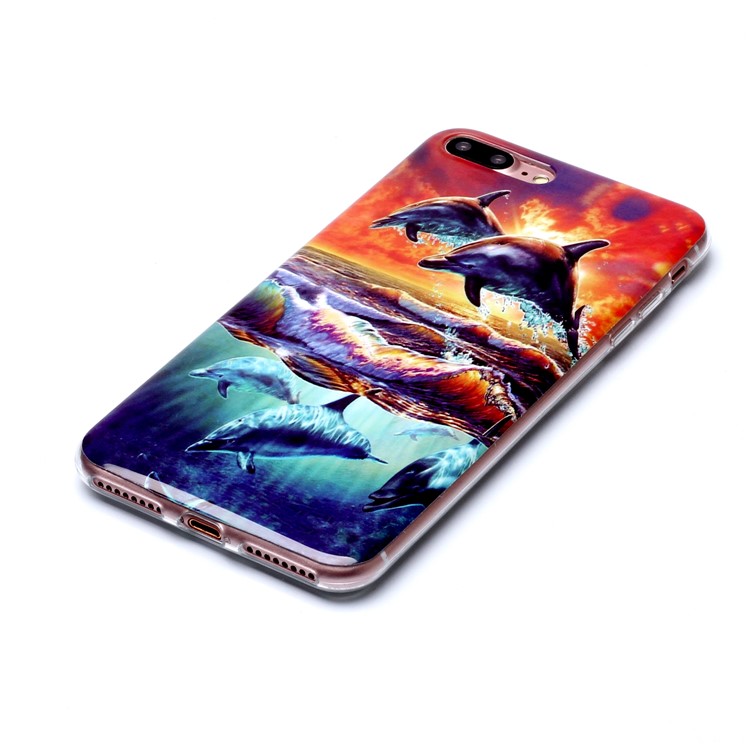 Animal Pattern IMD Soft TPU Phone Casing for iPhone 8 Plus/7 Plus 5.5 inch - Dolphin-3