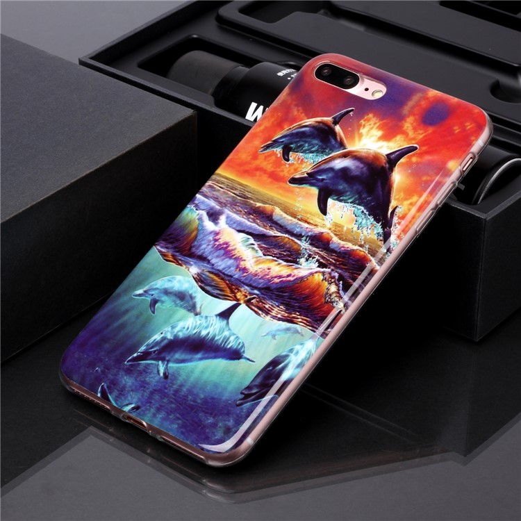 Animal Pattern IMD Soft TPU Phone Casing for iPhone 8 Plus/7 Plus 5.5 inch - Dolphin-5