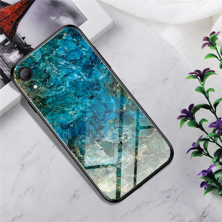 Gradient Color Tempered Glass + PC + TPU Hybrid Case for iPhone XR 6.1 inch - Emerald-1