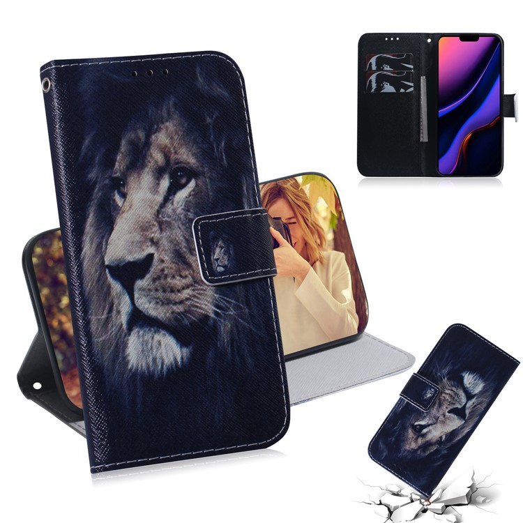 

Печать С Рисунком PU Кожа + ТПУ Стенд Кошелек Телефон Чехол Для Iphone (2019) 6,5-дюймовый - Лев, iPhone 11 Pro Max 6.5 inch