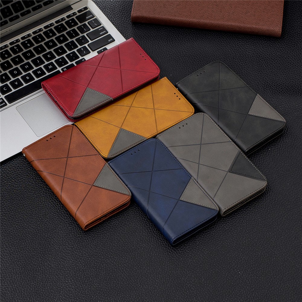 Funda Protectora De Cuero Con Diseño Geométrico Para Teléfono Con Ranuras Para Tarjetas Para IPhone (2019) 6.1 Pulgadas - Negro-10