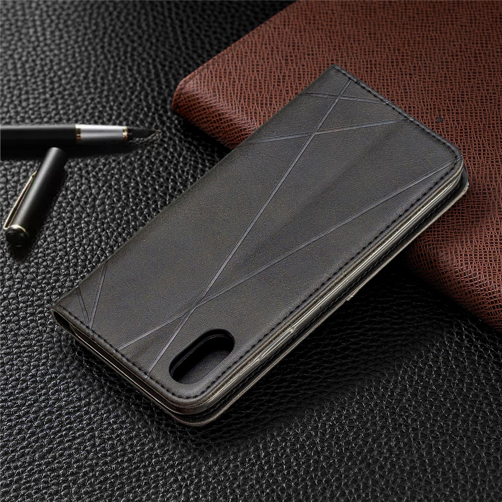 Étui Pour Téléphone En Cuir Avec Motif Géométrique Avec Support Pour Iphone X / XS 5,8 Pouces - Noir-6