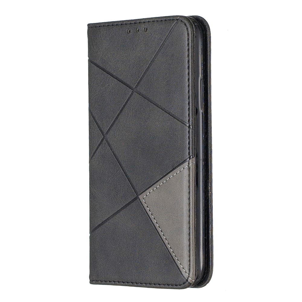 Étui Pour Téléphone En Cuir Avec Motif Géométrique Avec Support Pour Iphone X / XS 5,8 Pouces - Noir-7