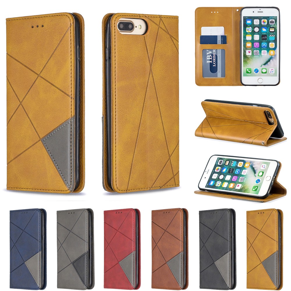 Auto-absorbed Leather Cellphone Stand Case with Card Slots for iPhone 7 Plus / 8 Plus - Black-10