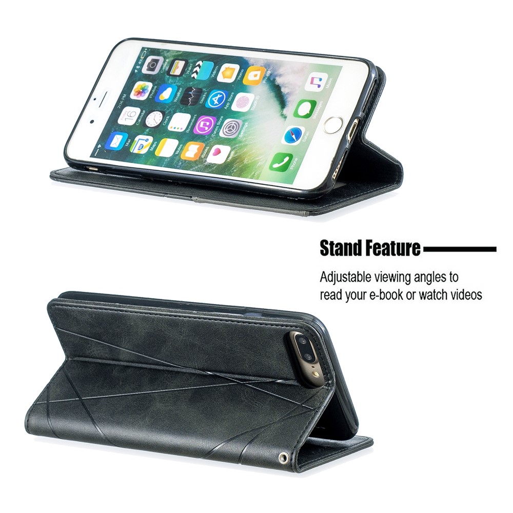 Auto-absorbed Leather Cellphone Stand Case with Card Slots for iPhone 7 Plus / 8 Plus - Black-2