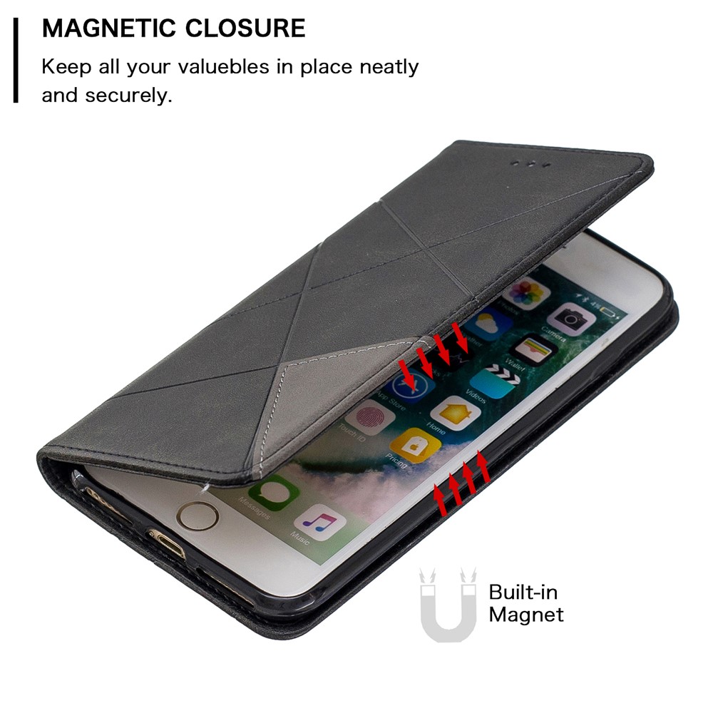 Auto-absorbed Leather Cellphone Stand Case with Card Slots for iPhone 7 Plus / 8 Plus - Black-3