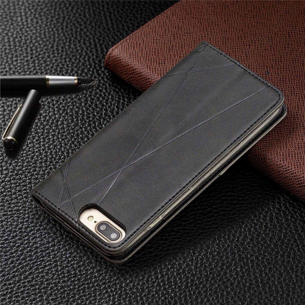 Auto-absorbed Leather Cellphone Stand Case with Card Slots for iPhone 7 Plus / 8 Plus - Black-6