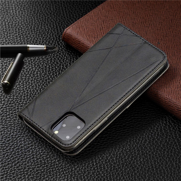 Geometric Pattern Auto-absorbed Card Holder PU Leather Phone Case for iPhone (2019) 5.8-inch - Black-6