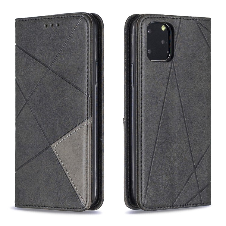 Geometric Pattern Auto-absorbed Card Holder PU Leather Phone Case for iPhone (2019) 5.8-inch - Black-9