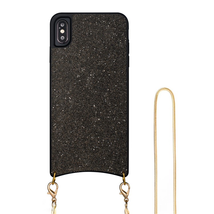 Sparkle Shiny Diamond TPU Shell with Metal Strap Phone Case for iPhone XS 5.8 inch / X - Black-1