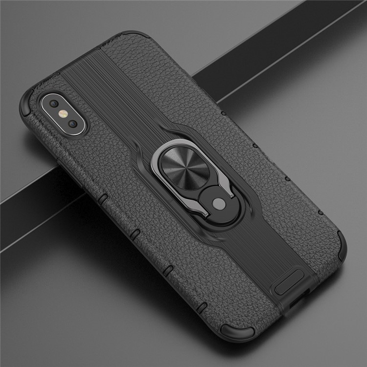 Detachable Ring Holder Kickstand PC TPU Hybrid Case for iPhone XS 5.8 inch - Black-15
