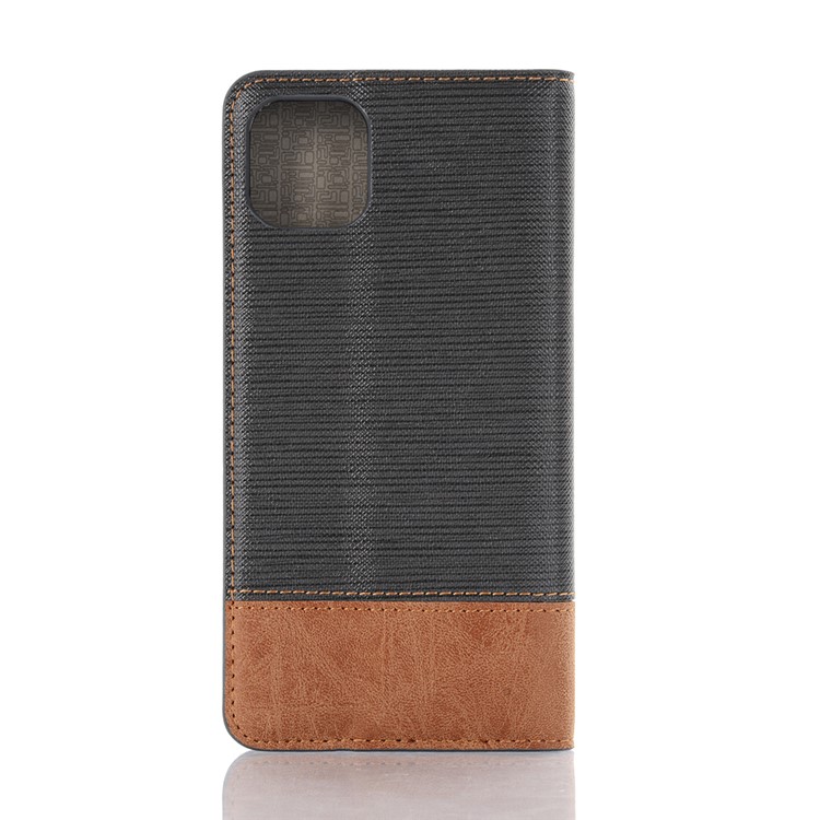 Cross Texture Splicing PU Leather Smart Wallet Tablet Protective Case for iPhone 11 6.1-inch (2019) - Black-2
