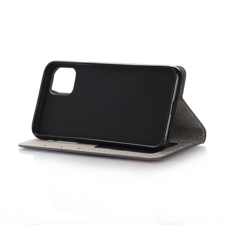 Cross Texture Splicing PU Leather Smart Wallet Tablet Protective Case for iPhone 11 6.1-inch (2019) - Black-4