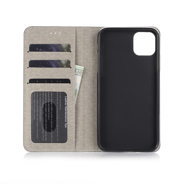 Cross Texture Splicing PU Leather Smart Wallet Tablet Protective Case for iPhone 11 6.1-inch (2019) - Black-5