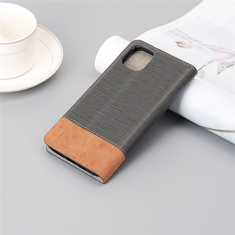 Cross Texture Splicing PU Leather Smart Wallet Tablet Protective Case for iPhone 11 6.1-inch (2019) - Black-8