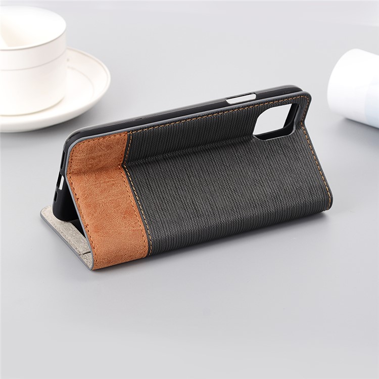 Cross Texture Splicing PU Leather Smart Wallet Tablet Protective Case for iPhone 11 6.1-inch (2019) - Black-9
