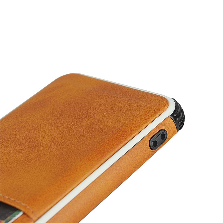 Dual Card Slots PU Leather Coated PC Hard Case for iPhone 8/7/6 4.7 inch - Light Brown-11