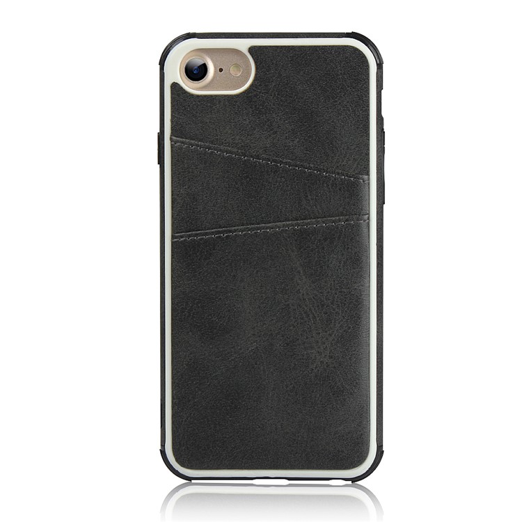 Dual Card Slots PU Leather Coated PC Hard Case for iPhone SE 2nd Gen (2020)/8/7/6 4.7 inch - Black-5