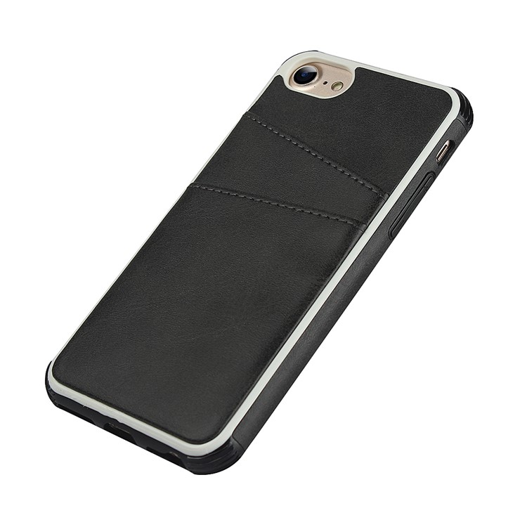 Dual Card Slots PU Leather Coated PC Hard Case for iPhone SE 2nd Gen (2020)/8/7/6 4.7 inch - Black-7
