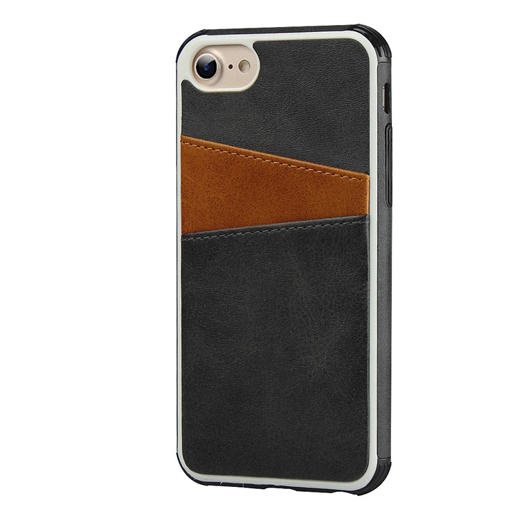 For iPhone 8/7/6 4.7 inch Dual Colors with Two Card Slots Leather+PC Casing - Black-3