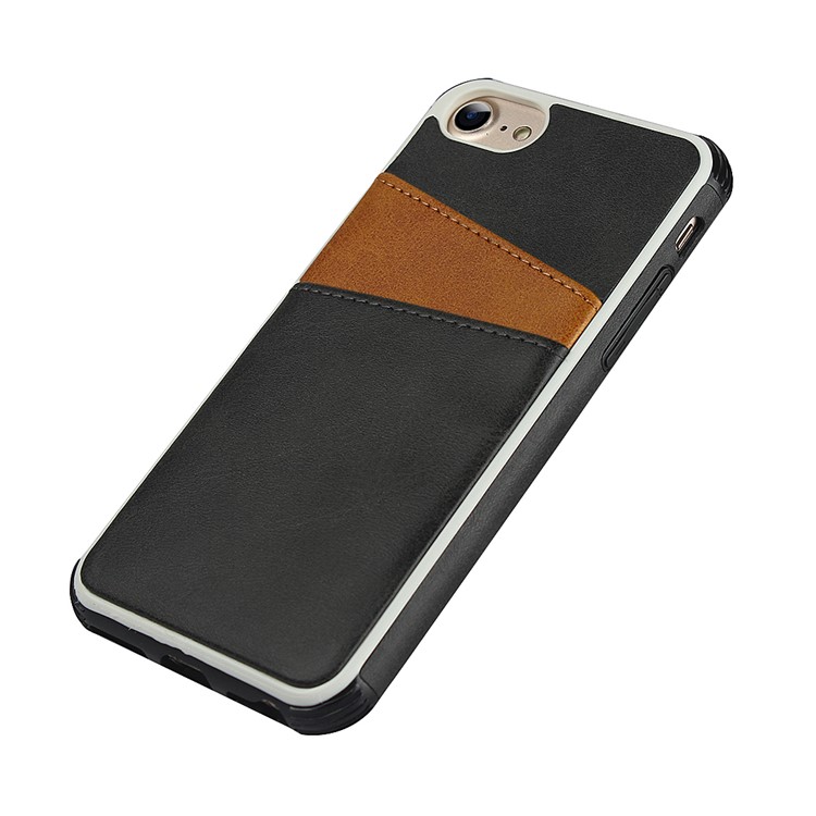 For iPhone 8/7/6 4.7 inch Dual Colors with Two Card Slots Leather+PC Casing - Black-7