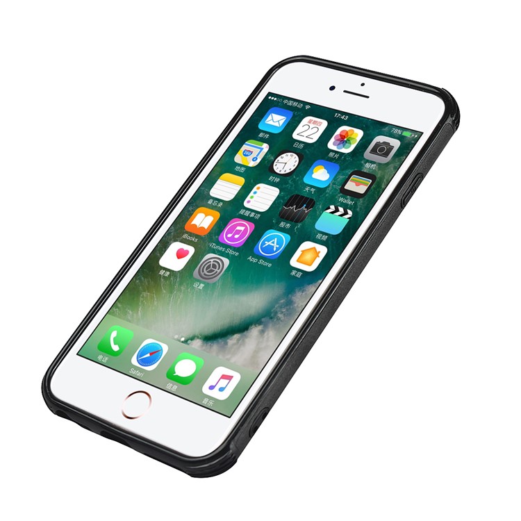 For iPhone 8/7/6 4.7 inch Dual Colors with Two Card Slots Leather+PC Casing - Black-8