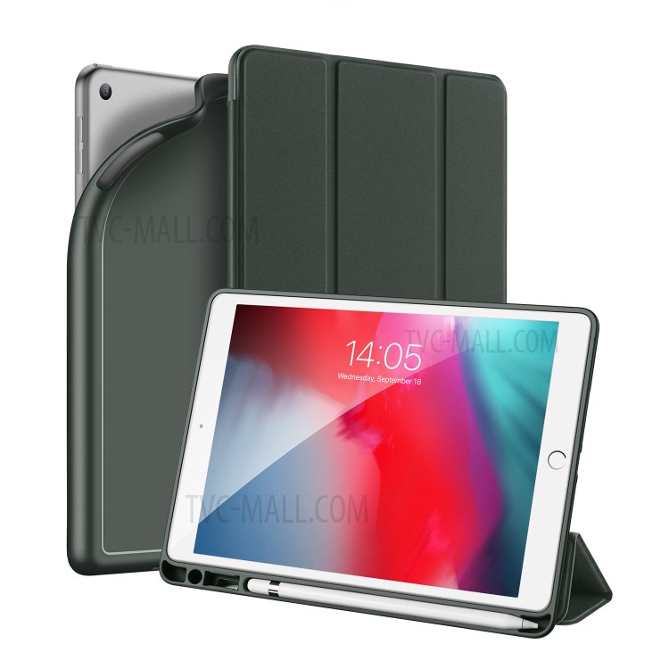 DUX DUCIS OSOM Série Comprimé En Cuir À Trois Volets Cas Avec Porte-stylo Pour Ipad 9,7 Pouces (2018) / (2017) - Vert-1