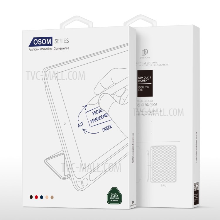 DUX DUCIS OSOM Série Comprimé En Cuir À Trois Volets Cas Avec Porte-stylo Pour Ipad 9,7 Pouces (2018) / (2017) - Vert-11