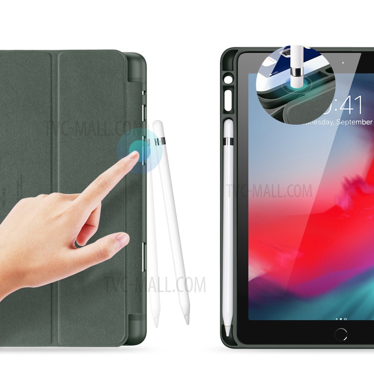 DUX DUCIS OSOM Série Comprimé En Cuir À Trois Volets Cas Avec Porte-stylo Pour Ipad 9,7 Pouces (2018) / (2017) - Vert-2