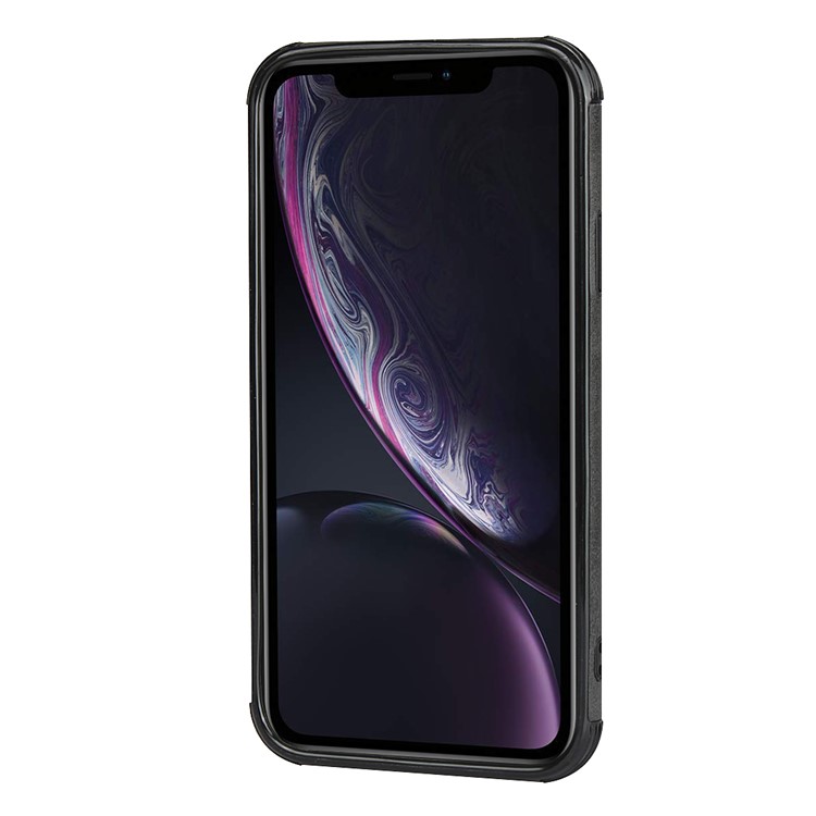For iPhone XR 6.1 inch Dual Colors with Two Card Slots PU Leather+PC Phone Shell - Black-4
