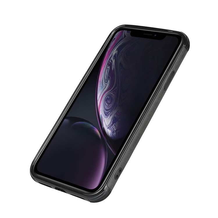 For iPhone XR 6.1 inch Dual Colors with Two Card Slots PU Leather+PC Phone Shell - Black-8