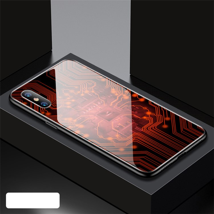 GKK Pattern Printing Tempered Glass + TPU Hybrid Back Cover Phone Casing for iPhone XS 5.8 inch / X - Star-Studded-1