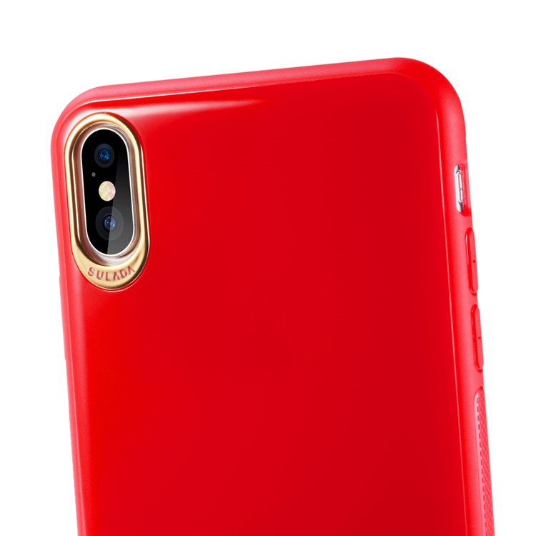 SULADA Rubberized Electroplating PC+TPU Phone Shell for iPhone X / XS 5.8 inch - Red-5