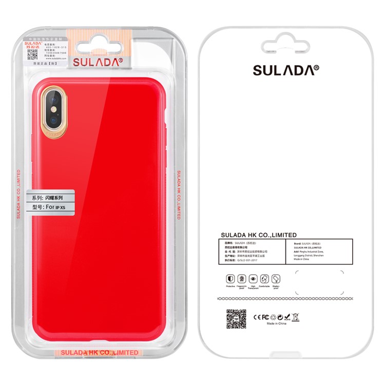 SULADA Rubberized Electroplating PC+TPU Phone Shell for iPhone X / XS 5.8 inch - Red-7