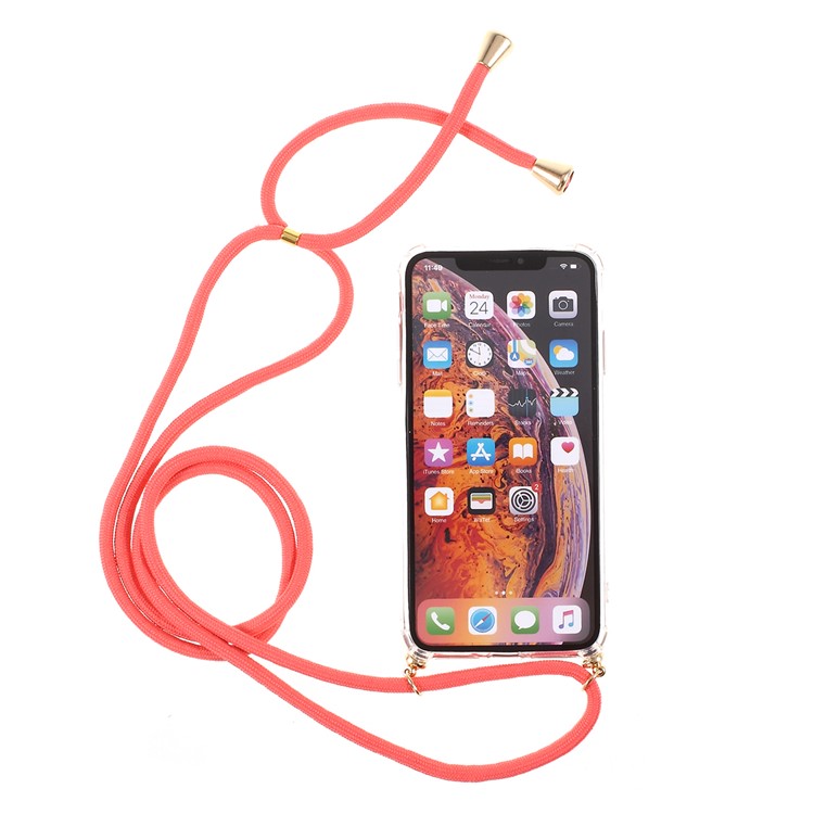 

Для Iphone X / XS 5,8-дюймовый Глянцевый Тпу + Акрил С Текстильным Ремешком От Падения - Оранжевый, iPhone XS 5.8 inch