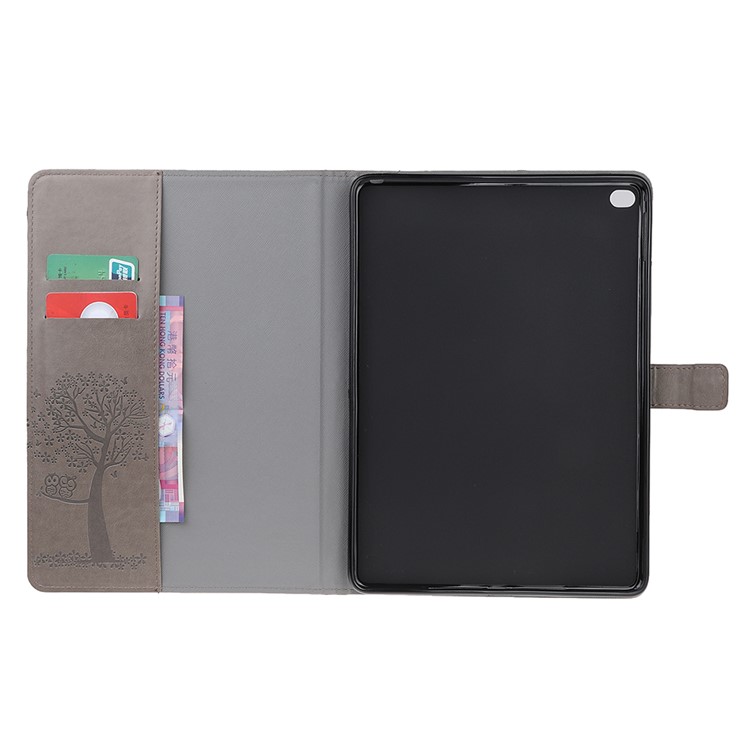 Imprint Tree Owl Leather Wallet Tablet Cover Case for iPad Air 2 - Grey-8