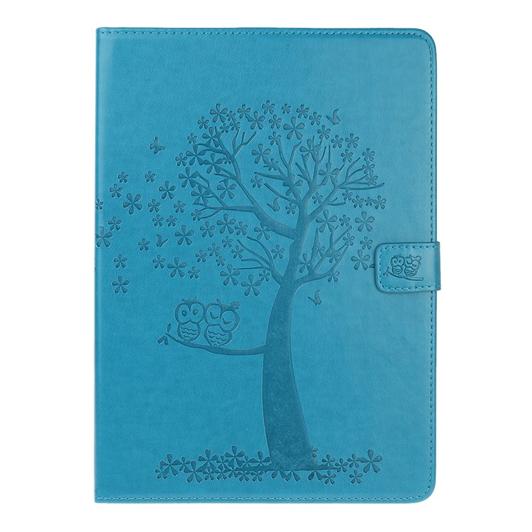 Imprint Tree and Owls PU Leather Wallet Stand Tablet Shell for iPad Air (2013) - Blue-2