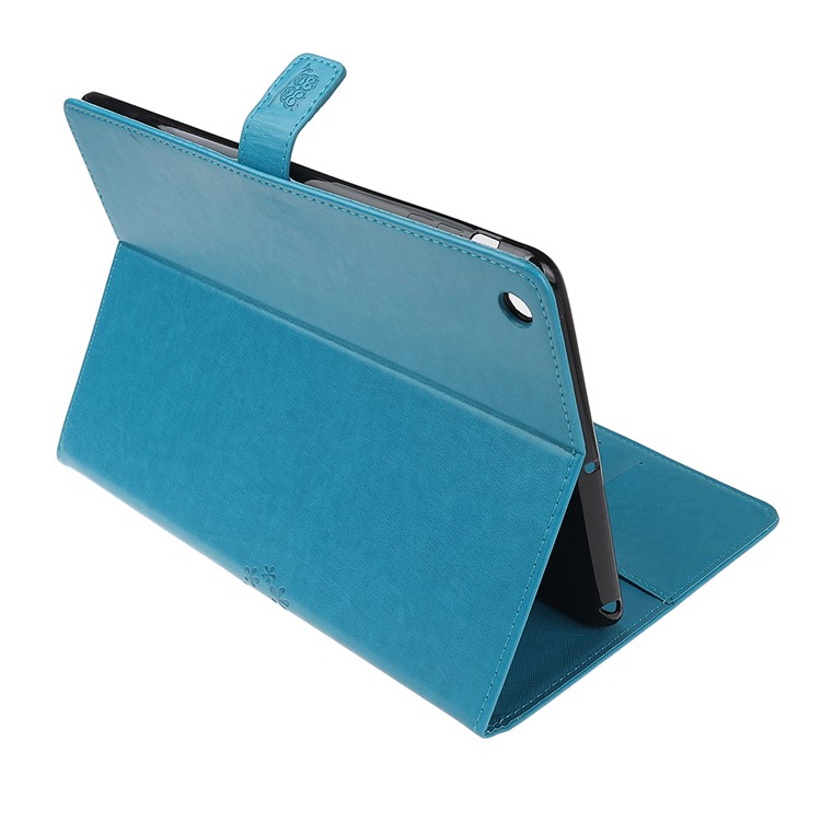 Imprint Tree and Owls PU Leather Wallet Stand Tablet Shell for iPad Air (2013) - Blue-7