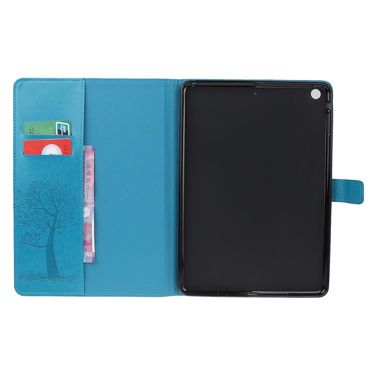 Imprint Tree and Owls PU Leather Wallet Stand Tablet Shell for iPad Air (2013) - Blue-8