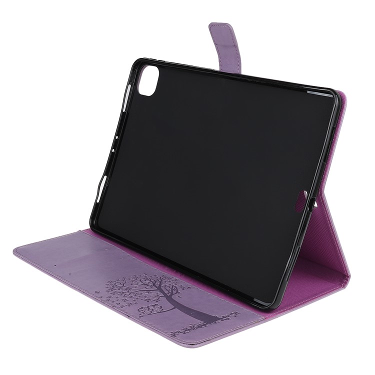 Imprint Tree and Owls Wallet Stand Flip Leather Tablet Protective Case for iPad Pro 11-inch (2018) - Purple-6