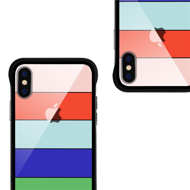 NXE Rainbow Series Tempered Glass Back + TPU Hybrid Phone Cover for iPhone XS 5.8 inch - Style A-3