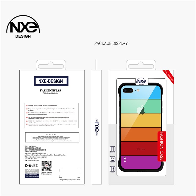 NXE Rainbow Series Tempered Glass Back + TPU Hybrid Phone Cover for iPhone XS 5.8 inch - Style A-6