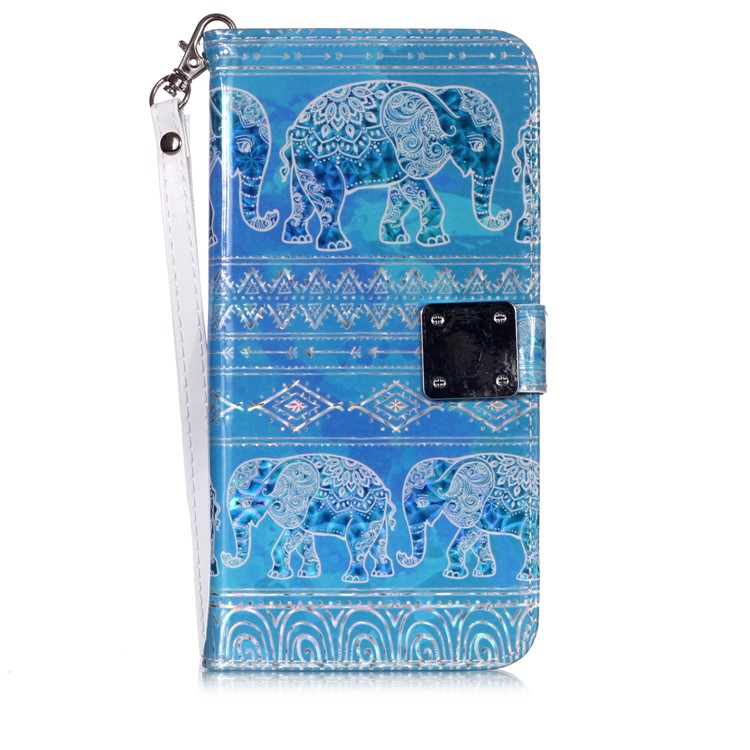 Caso Protetor Da Carteira De Couro Lustrosa Da Impresso Do Teste Padro Para O Iphone (2019) 6,5-inch - Elefante-3