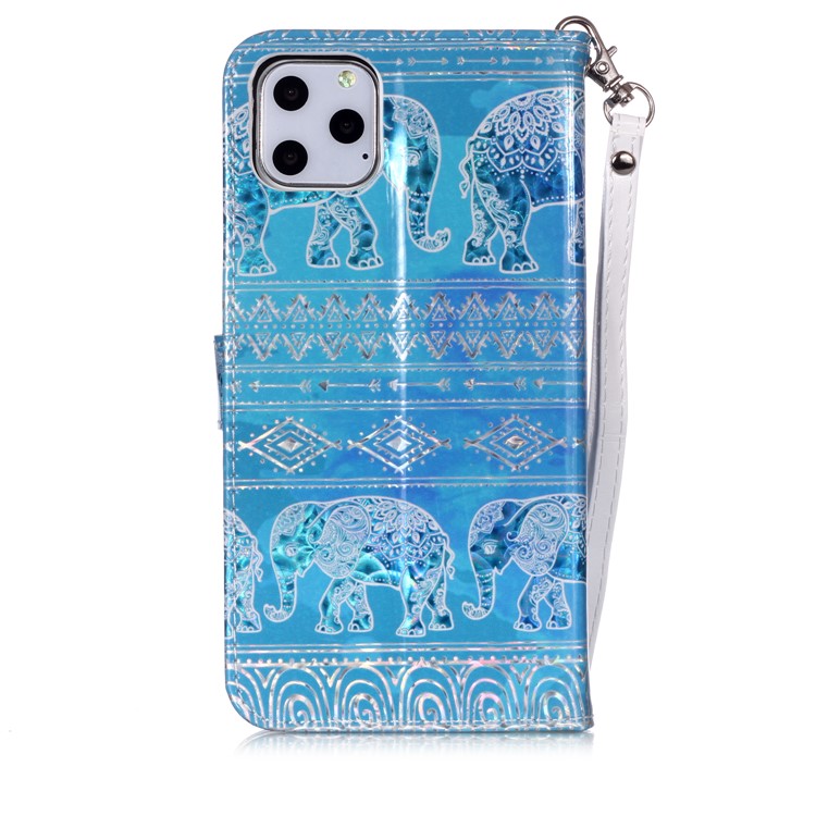 Caso Protetor Da Carteira De Couro Lustrosa Da Impresso Do Teste Padro Para O Iphone (2019) 6,5-inch - Elefante-4