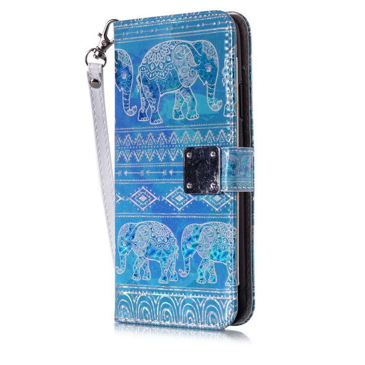 Caso Protetor Da Carteira De Couro Lustrosa Da Impresso Do Teste Padro Para O Iphone (2019) 6,5-inch - Elefante-6